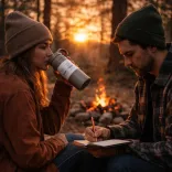 Подарочный набор с термосом, блокнотом, компасом и чаем 