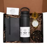 Подарочный набор с термосом, блокнотом, компасом и чаем 