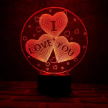3D Светильник Сердечки I Love You