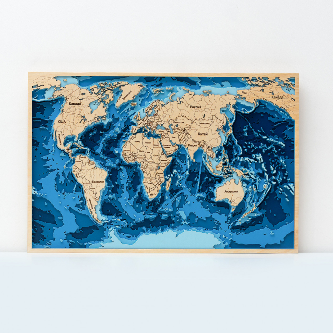 Объемная 3D карта мира 60 х 40 см. купить в интернет-магазине, подарки понизким ценам