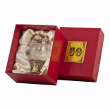 Бокал "50 лет" для бренди, Богемия, Н=135 мм, V=400 мл, отделка "Сеточка", золотое декорирование, бронза, ручная работа