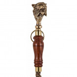 Ложка для обуви "Рысь" из бронзы с деревянной ручкой и бронзовой фигуркой, ручная работа