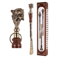 Ложка для обуви "Рысь" из бронзы с деревянной ручкой